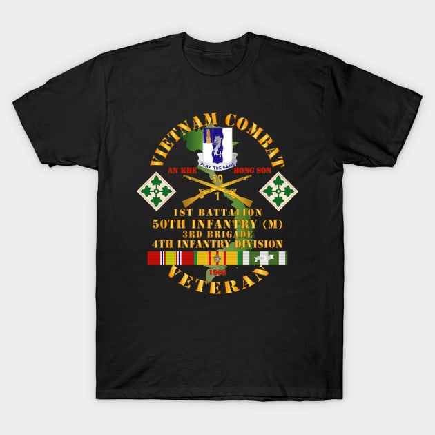 Vietnam Combat Veteran w 1st Bn - 50th Inf - 3rd Bde 4th Inf Div 1968 w VN SVC T-Shirt by twix123844